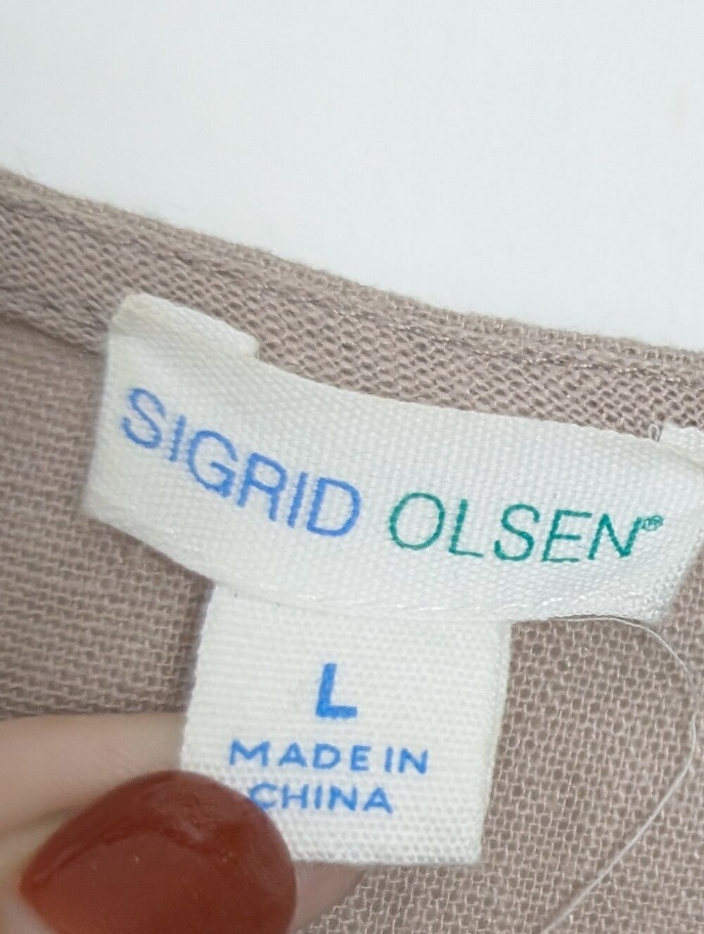 Sigrid Olsen Linen Sleeveless Midi Embroidered Shift Dress L Boho Coastal Taupe - Picture 5 of 6